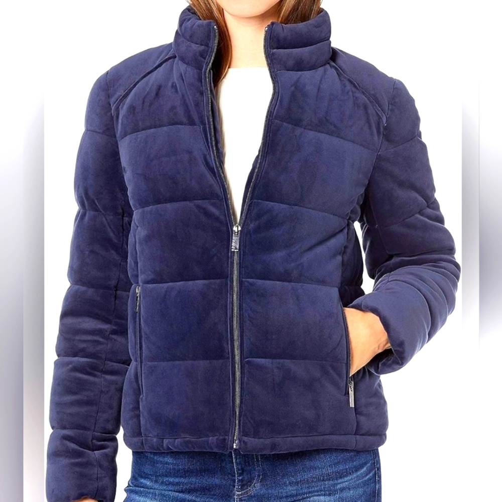 NWOT Marc New York navy quilted velvet puffer jacket size large